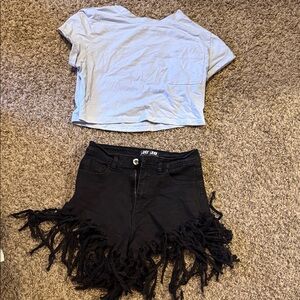 Black Fringe Women Shorts
